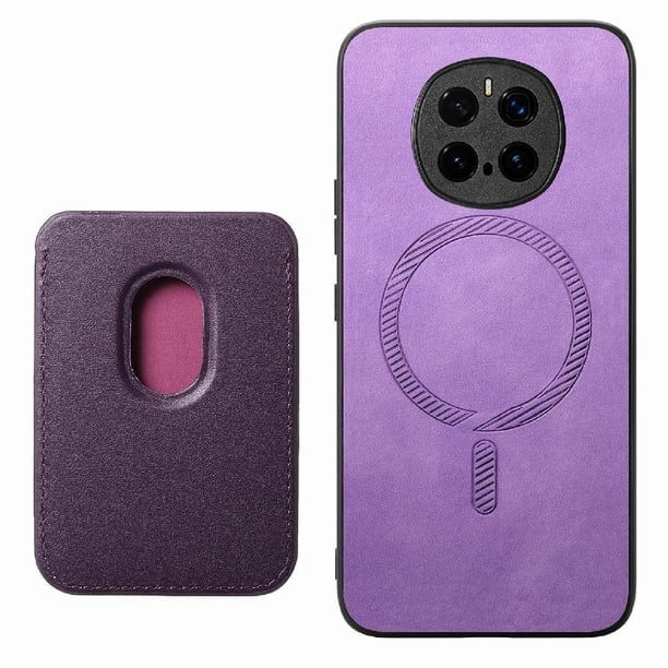 Funda de Cuero Magnética con Tarjetero para Honor Magic 7 Pro Cubierta Delgada Morado