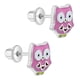 thumbnail image 2 of Aros con forma de buho de plata 925 y esmaltado rosa para niñas, 2 of 2