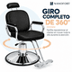 thumbnail image 5 of Sillon Barbero Silla Barberia  Sistema Hidráulico Nanofort Giro 360 Grados Negro, 5 of 8