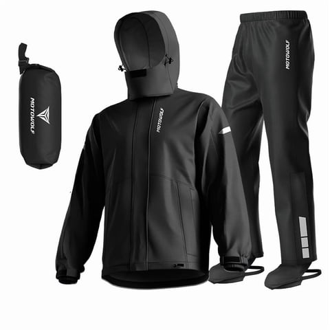 Traje Impermeable Negro Para Motociclismo Motowolf 0405 190T