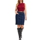 thumbnail image 2 of INSPIRE CHIC Falda de Mezclilla para Mujer Casual de Cintura Alta con Bolsillos por Encima de la Rodilla Falda Lápiz de Jean Elástica M Negro Azul, 2 of 6
