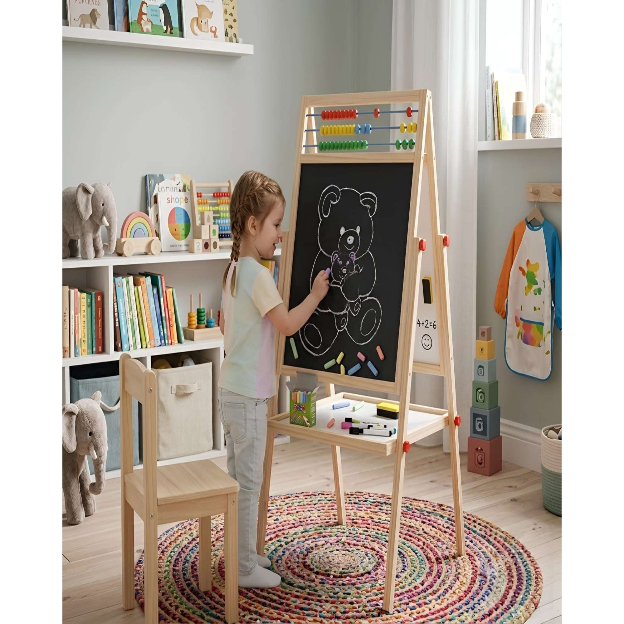 Myl Todo Hogar - Pizarra Magnética Doble Cara Ajustable Con Set Completo.