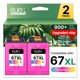 thumbnail image 1 of Cartucho de tinta ejet 67XL tricolor (2 unidades), 1 of 9