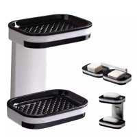 Citotools - Jabonera Doble Nivel Con Drenaje Repisa Jabonera C/ Adhesivo Color Blanco Negro