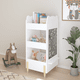 thumbnail image 2 of Kids Bookshelf with Chalkboard Side – Bear-Shaped Wooden Bookcase with 3-Tier Storage, Drawing Board for Toddlers, Toy and Book Organizer for Playroom or Bedroom – White, 2 of 3