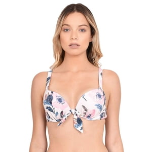 Samia - Bikini Estilo Sostén Estampado Rosado Con Nudo Xl
