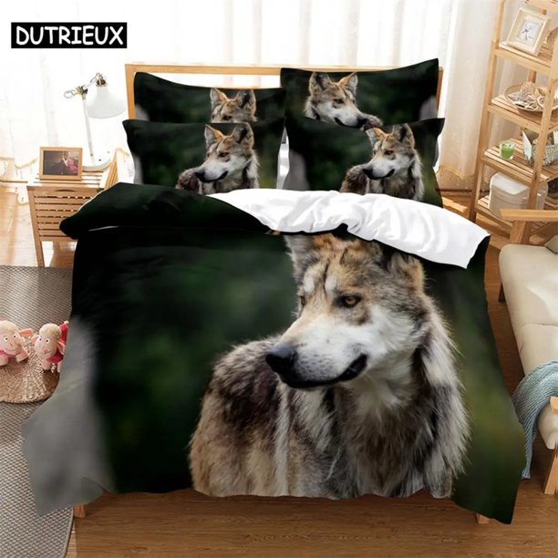 Wolf Digital Bedding Sets Home Bedclothes Super Cover Pillowcase Comforter Textiles Bedding Set bed cover set
