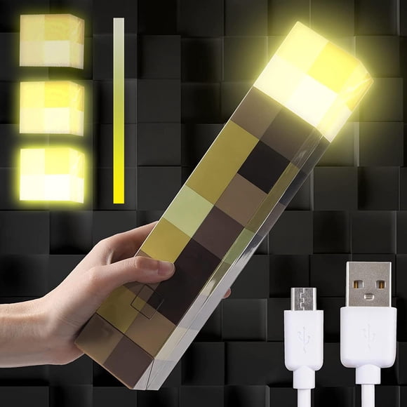 Antorcha de pared iluminada - Baterías y cable USB - Lámpara nocturna portátil o de montaje en pared (Tres niveles de brillo)