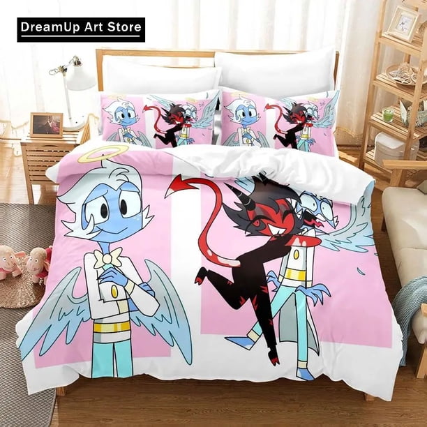 Hazbin Hotel Fashion Moxxie Boss Bedding Set Boys Girls Duvet Cover Pillowcase Bed Adult Bedroom