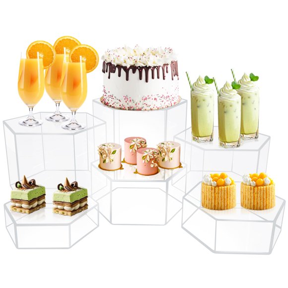 Elevadores acrílicos para buffet koretech, 6 unidades, para exhibición, transparentes