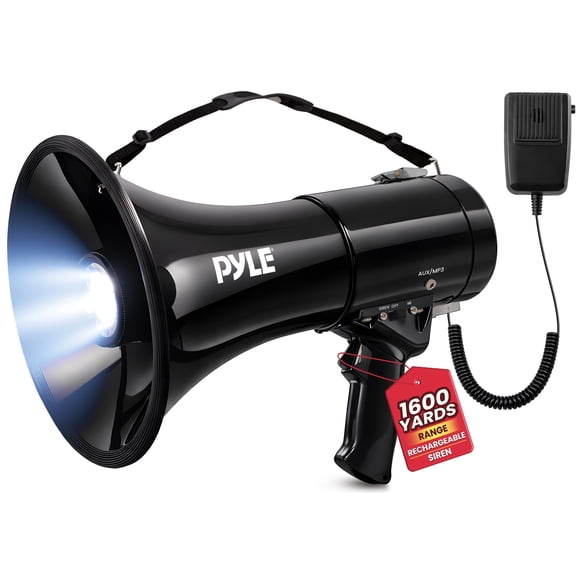 Megáfono Pyle 50W de mano con micrófono y entrada AUX - PMP561LTB