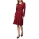 thumbnail image 4 of INSPIRE CHIC Vestido de Trabajo de Mujer Línea A Cuello de Solapa Manga Larga Elegante Ajustado y Acampanado con Cinturón 2XL Rojo Oscuro, 4 of 5