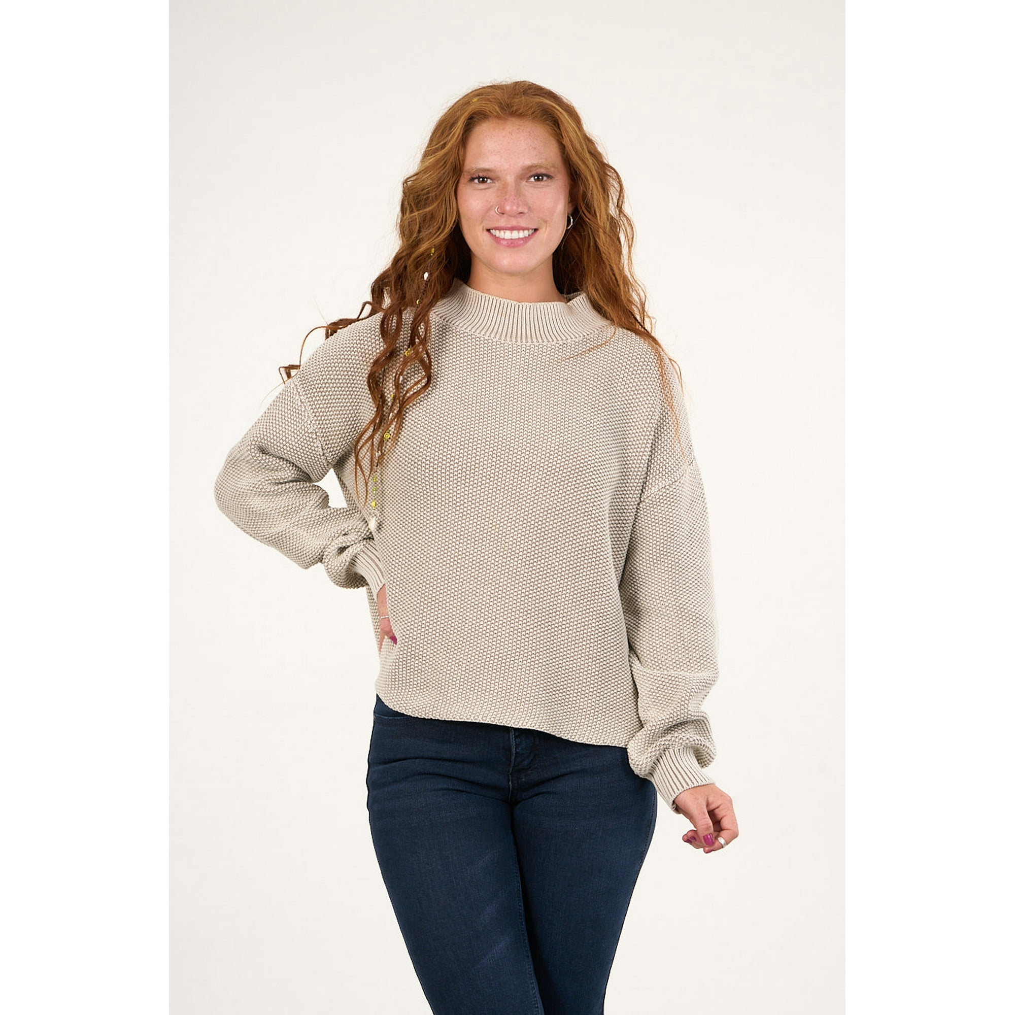 Polemic - Sweater Mujer Algodon Con Proceso Beige