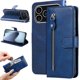 thumbnail image 1 of Funda tipo cartera para iPhone 17 Pro con bolsillo con cremallera y ranuras para tarjetas – Función de soporte Azul, 1 of 5