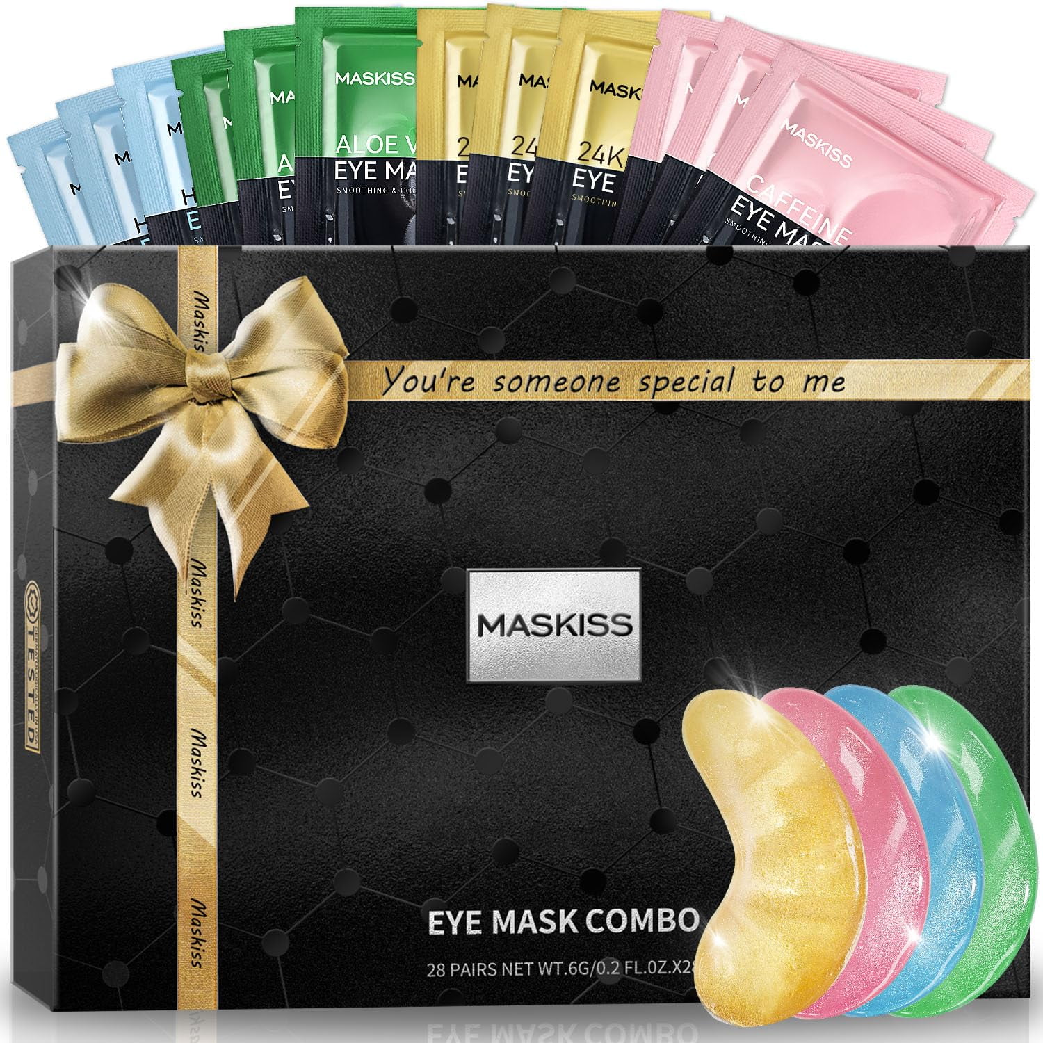 Set De Regalo De Mascarillas Para Ojos Maskiss Under Eye Parches, 28 Pares, 4 Colores