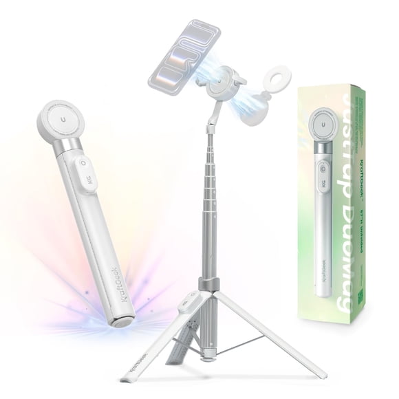 Trípode para selfies KraftGeek 67, magnético de doble cara, blanco