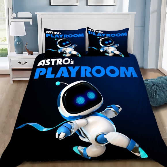 x2266 Bed SheetsFashion A-Astrobot Game Printed Bedding Set Boys Girls Twin Size Duvet Cover Pillowcase Bed boys Adult Home Textiles 3-Piece Bedding Set (1 Duvet Cover + 2 Pillow Shams) nj2266