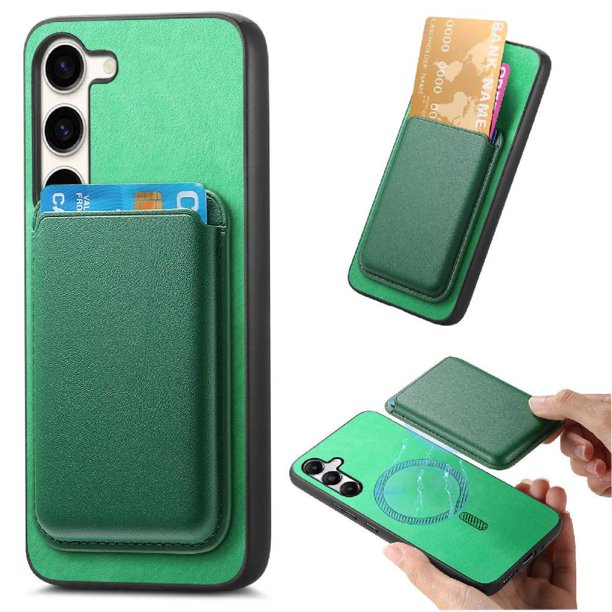 Funda de Cuero Magnética con Tarjetero para Samsung Galaxy S23 Plus Cubierta Delgada Verde