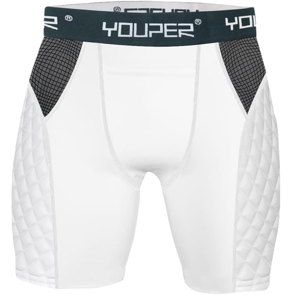 Shorts deslizantes acolchados de compresión Youper Elite, blancos, talla pequeña