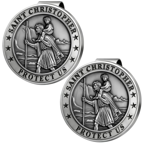 Medalla metálica de San Cristóbal para auto – Pack de 2 – PloreWay