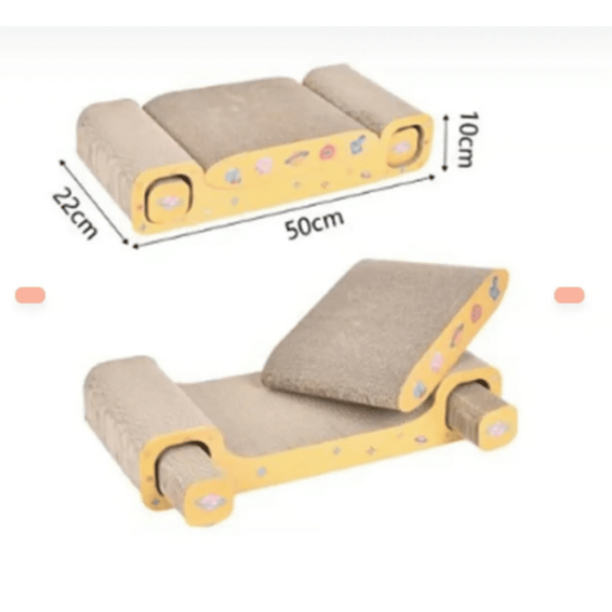 Genérico - Rascador 3 En 1 Para Gato Amarillo 22 X 50 X 10 Cm