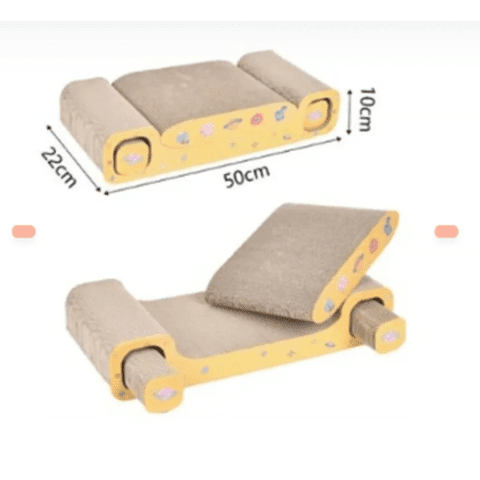 Genérico - Rascador 3 En 1 Para Gato Amarillo 22 X 50 X 10 Cm