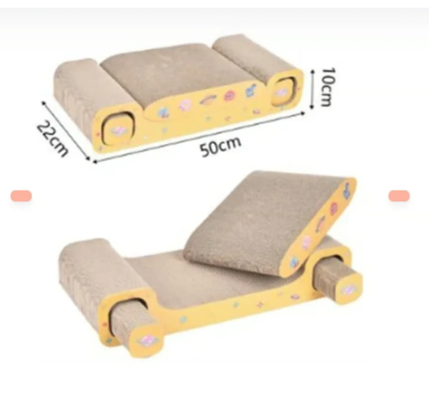 Genérico - Rascador 3 En 1 Para Gato Amarillo 22 X 50 X 10 Cm