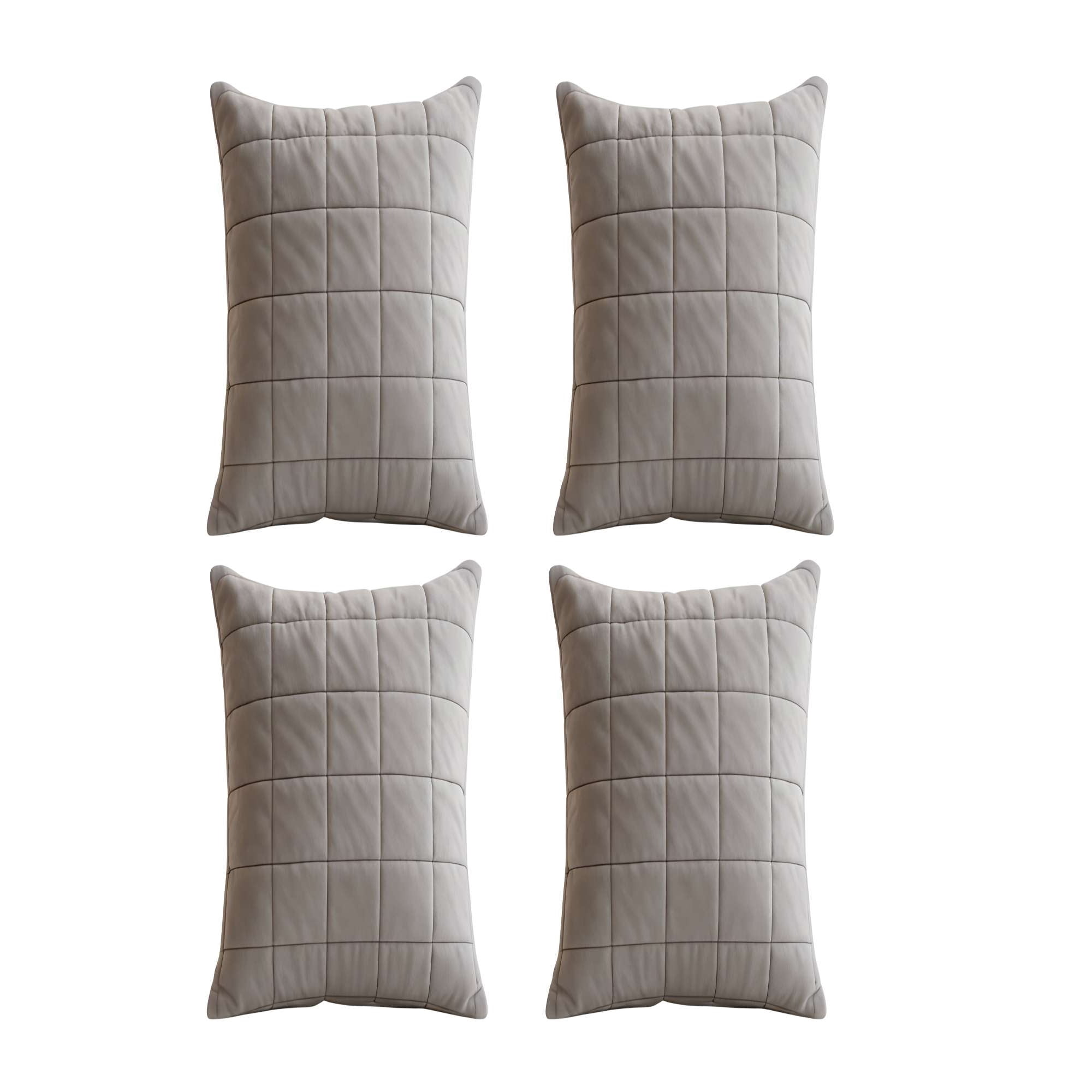 Genérico - Set De 4 Fundas De Cojin Terciopelo Grid 45x45 Gris