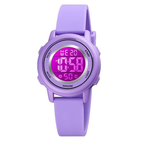 Reloj Carlien para mujer, LED digital, militar, impermeable, color morado