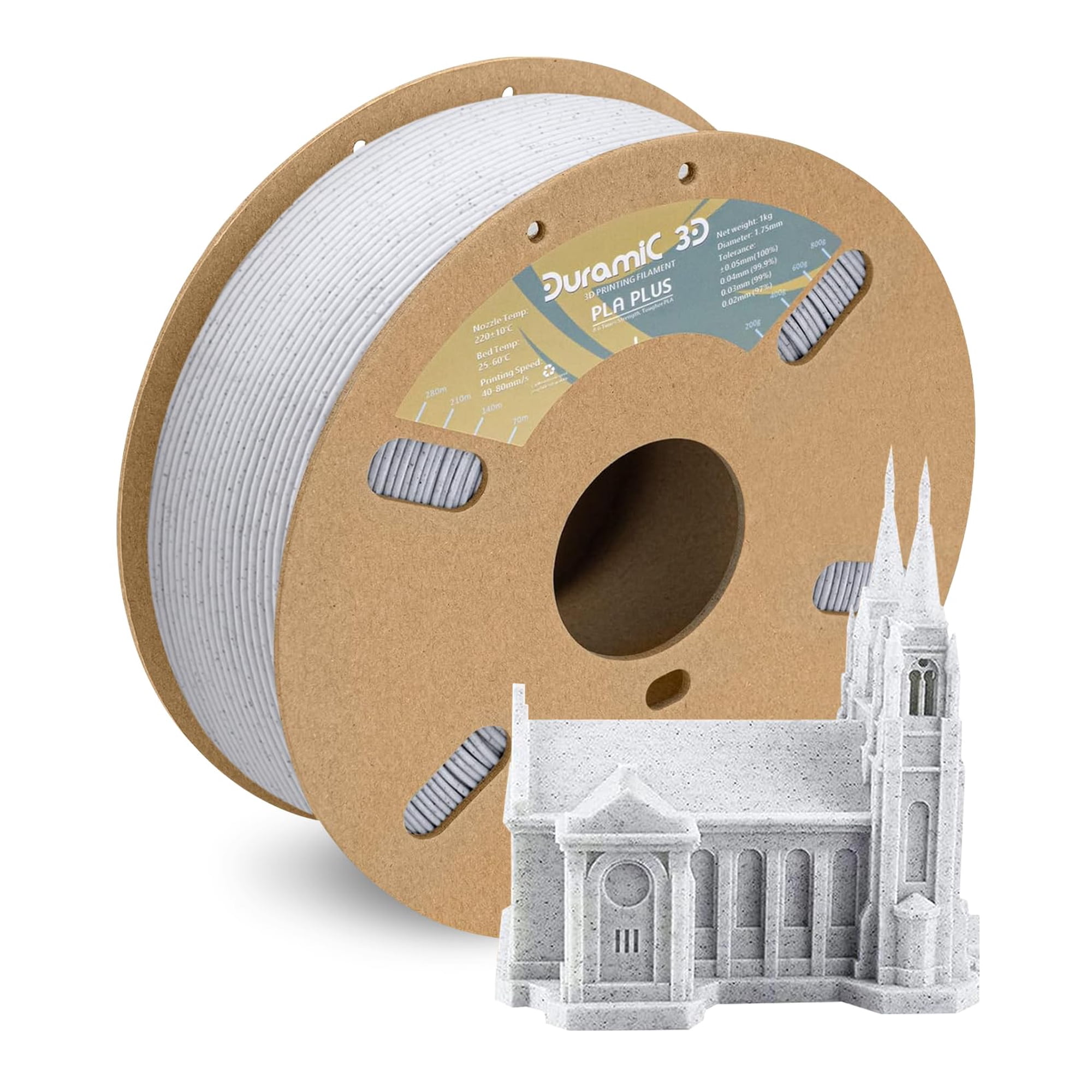 Filamento Duramic 3d Pla+ De 1,75 Mm, 1 Kg, Mármol Con Bobina De 1 Kg
