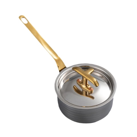 Magideal - Mini Sartén Para Calentar De 8 Cm De Acero Inoxidable Con Tapa, Olla De Fondo Plano Para Leche, Cacerola Para Calentar Salsas, Café, Leche