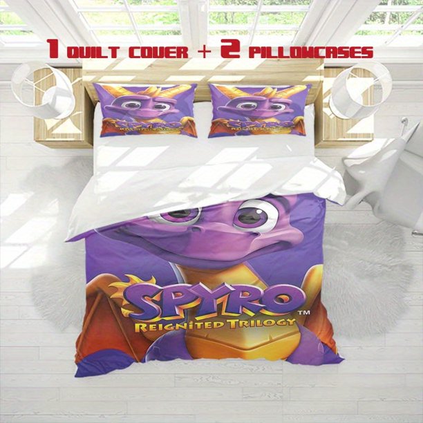 3pcs Little Dragon Spire Trilogy Printed Bedding Set Soft Cover and Two Pillowcases Ideal for All Seasons