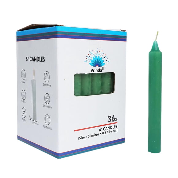 Velas para el Hogar Vrinda 15 cm Verde Paquete de 36