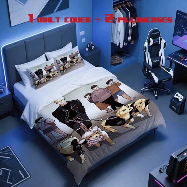 3pcs Korean Comic Trend Protagonist Themed Bedding Set | Duvet Cover And 2 Pillowcases Machine Washable