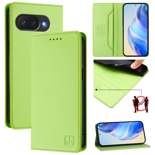 Funda Billetera con Soporte para Google Pixel 10a Bloqueo RFID Plegable Verde claro