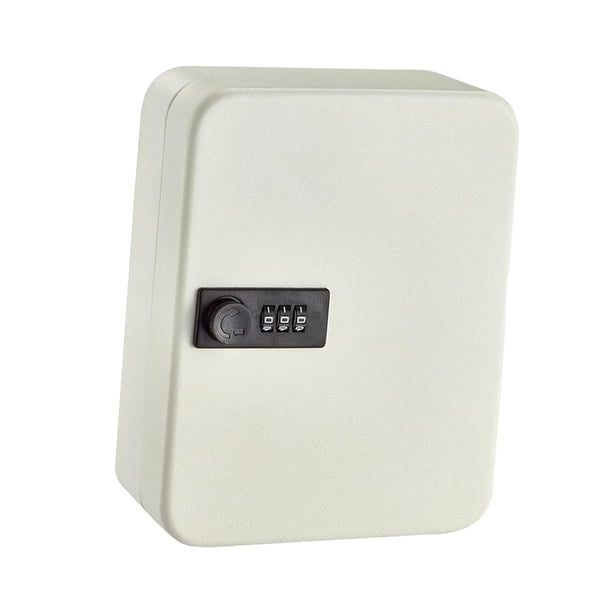 Gabinete de llaves con código, caja de seguridad para llaves, gabinete de administración de llaves, organizador de llaves de metal, caja de almacenam Gancho blanco 28
