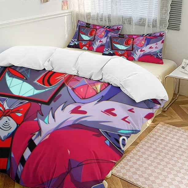 Juego de ropa de cama de microfibra con funda nórdica de plumón de Hazbin Hotel,