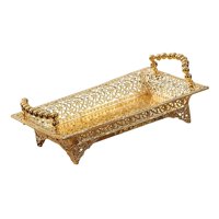 Bothyi - Soporte De Bandeja De Fruta Dorada De Metal Bandeja De Tocador Para Decoración De Baño De Cocina 35X22Cm
