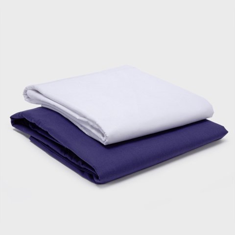 Arthome - Pack 2 Sábanas Azul + Blanco 1.5 Plazas