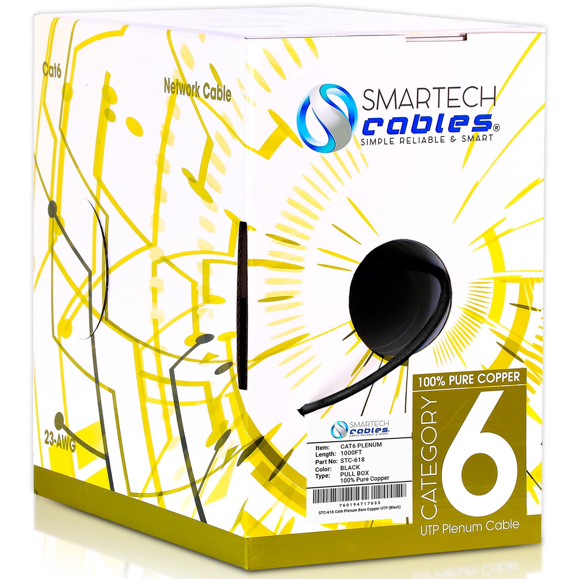 Smartech Cables - Cable Ethernet Smartech Cat6 305 M Utp De Cobre Sólido