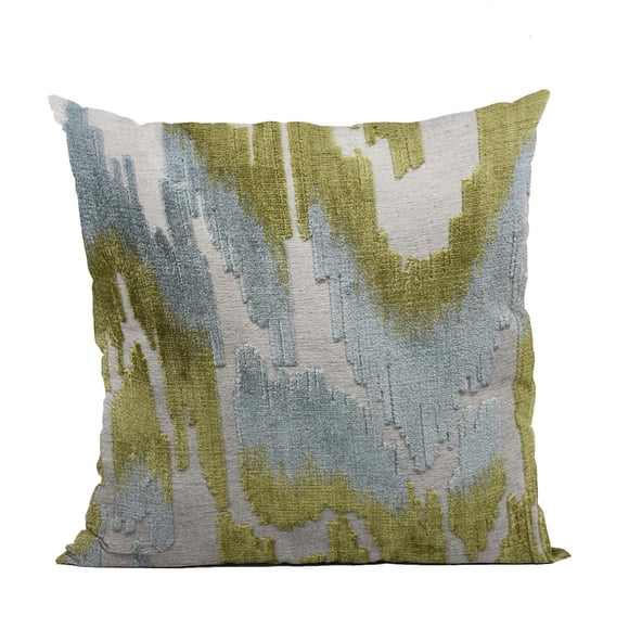 Almohada Velvet Glamour de Plutus Brands, color azul, citrino y crema, 50 x 50 cm