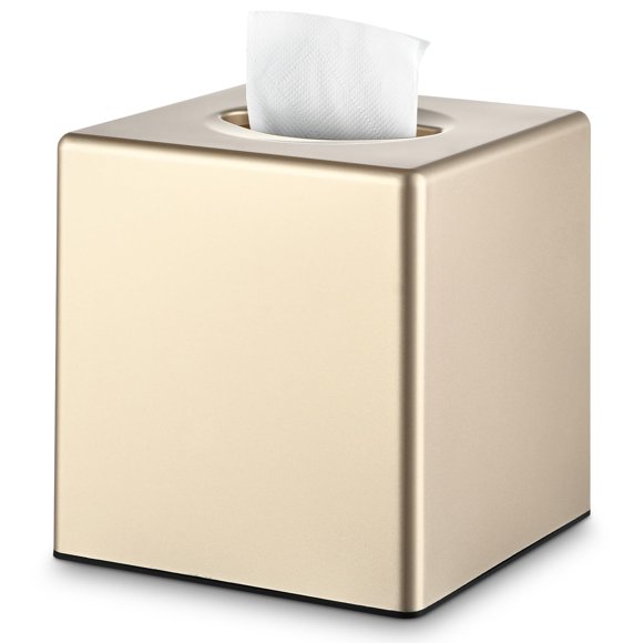Caja de pañuelos Y-in Hand cuadrada color champagne dorado