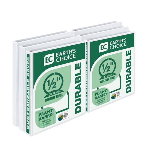 View Binder Samsill, de base vegetal, 1,3 cm, duradero, paquete de 6 unidades, color blanco
