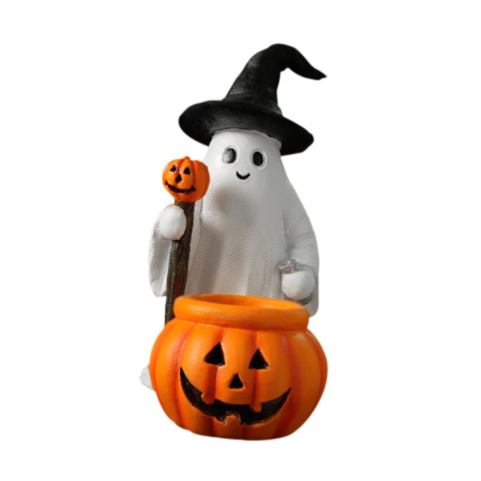 Ioensy - Decoración De Escritorio Multifuncional Linda Figura De Fantasma Y Calabaza De Halloween Blanca