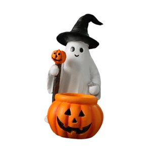 Ioensy - Decoración De Escritorio Multifuncional Linda Figura De Fantasma Y Calabaza De Halloween Blanca