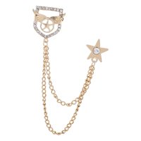 Magideal - Broche De Estrella Para Cuello De Traje Para Hombre, Broche De Solapa, Accesorios De Esmoquin, Borla De Cadena Con Diamantes De Imitación, Decoración Dorado