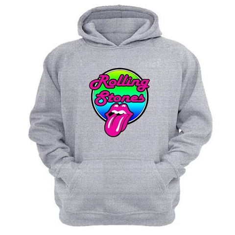 Genérico - Polerón Canguro The Rolling Stones Gris Claro Talla Xs Unisex
