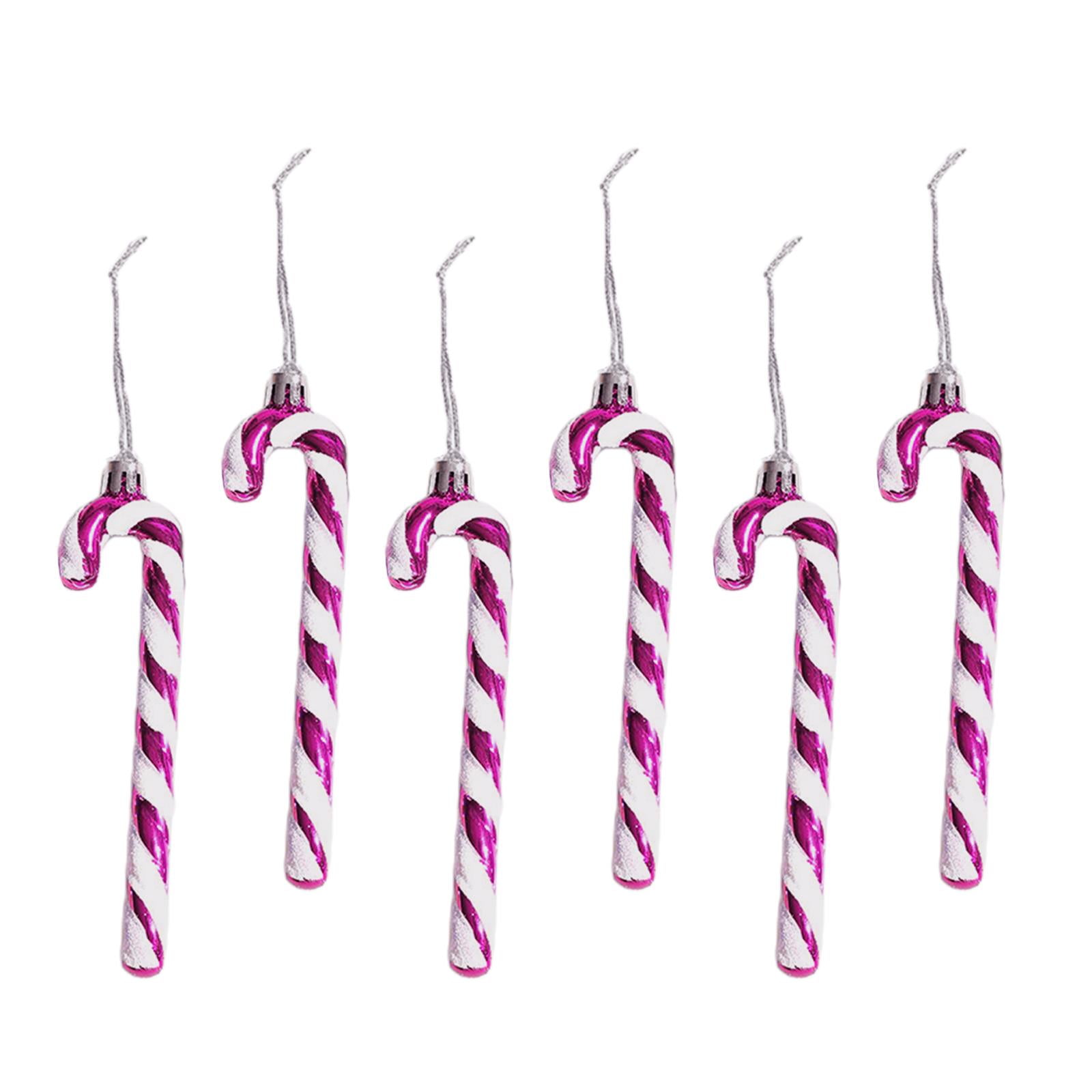 Bothyi - 6x Árbol De Navidad Bastón De Caramelo Muleta Decoración Regalo Para Año Nuevo Navidad Hogar Rosa Roja