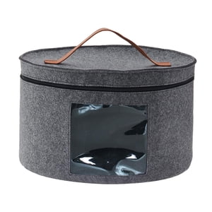 Bothyi - Caja Para Sombreros, Caja Organizadora Redonda De Fieltro Portátil Para Armario, Ropa, Almacenamiento De Juguetes, Gris, 33X26Cm