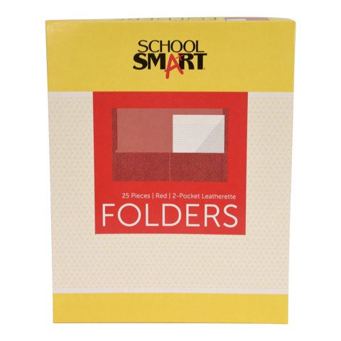 Folder School Smart Extra Grande Con Bolsillos, 9 X 12 Pulgadas, Rojo (25)